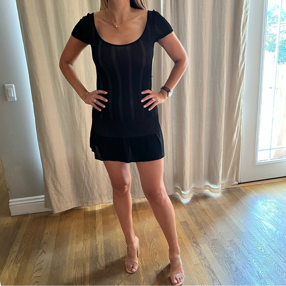 Alaia Women’s Classic Little Black Dress Knit Flare Lined Bodycon Sexy Party XS